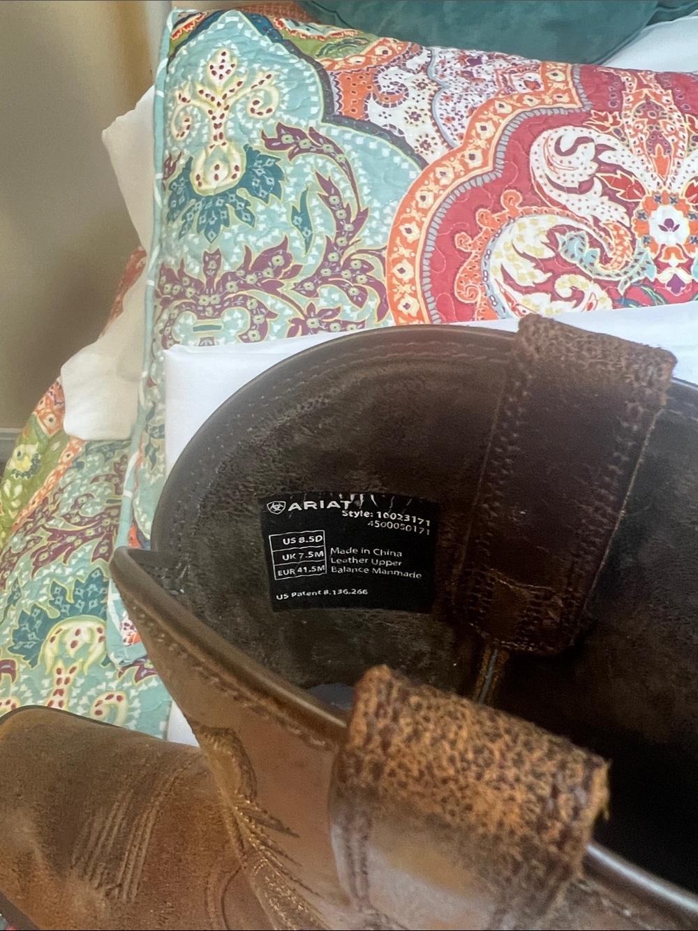 Ariat Brown Distressed Leather Cowboy Boots - Picture 10 of 10